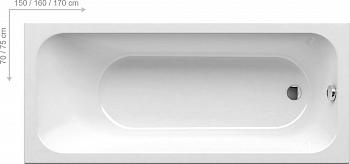 Ванна акриловая прямоугольная CHROME 150х70 C721000000 Ravak